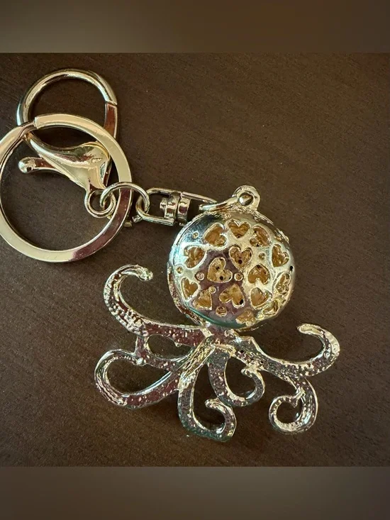 Turquoise Rhinestone Octopus Keychain-NWOT - Picture 3 of 3